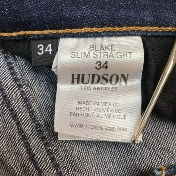 Hudson Blake Slim Straight Jeans 34 Mens Denim Pants 98% Cotton & 2% Elastane - Picture 10 of 13